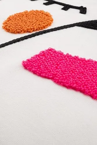 Panç İşlemeli Modern Yüz Desenli Kırlent Kılıfı – Dekoratif Yastık - Görsel 2