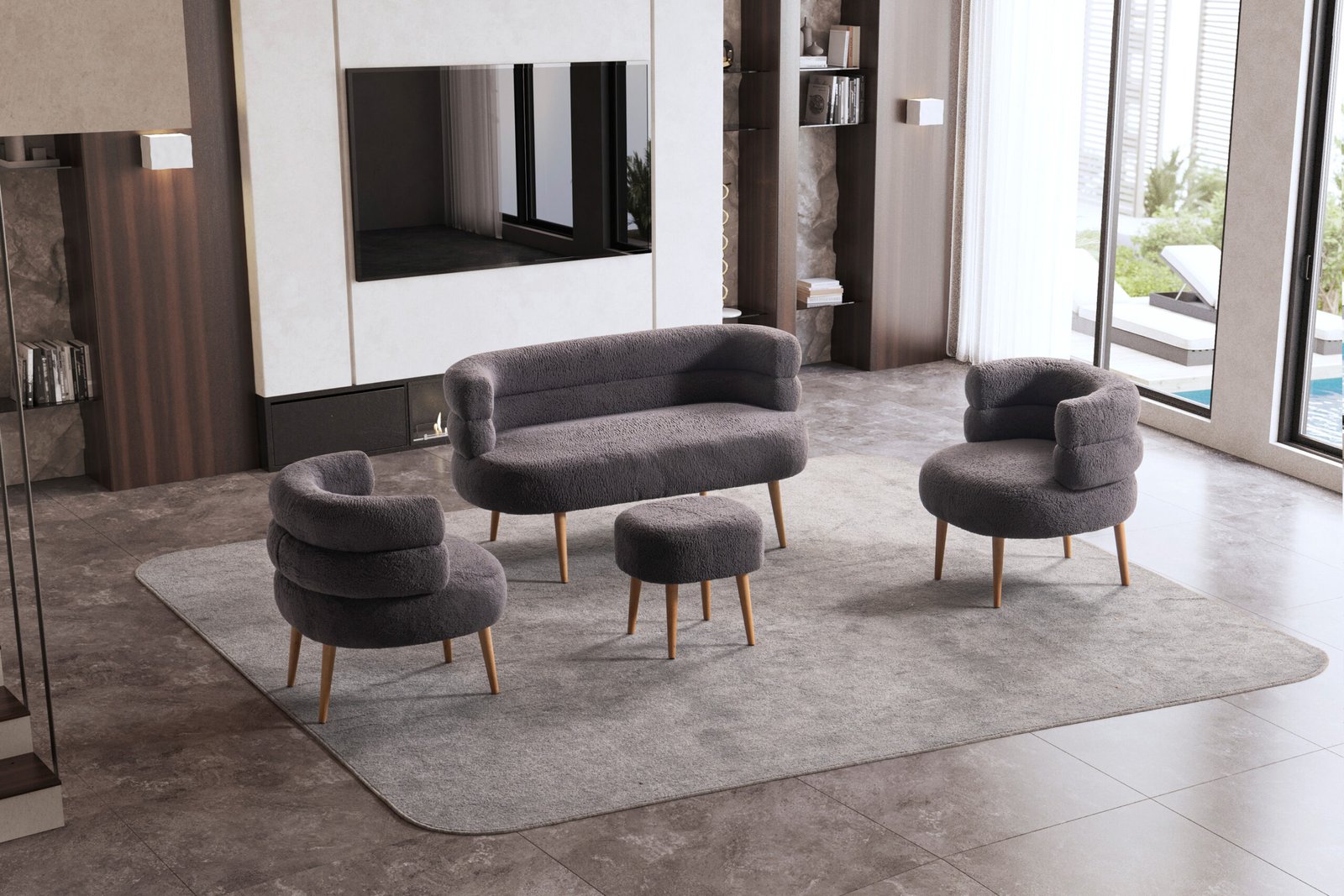 barel-antrasit (14) Barel Çay Seti Koltuk Takımı 4'lü Set - Görsel 1