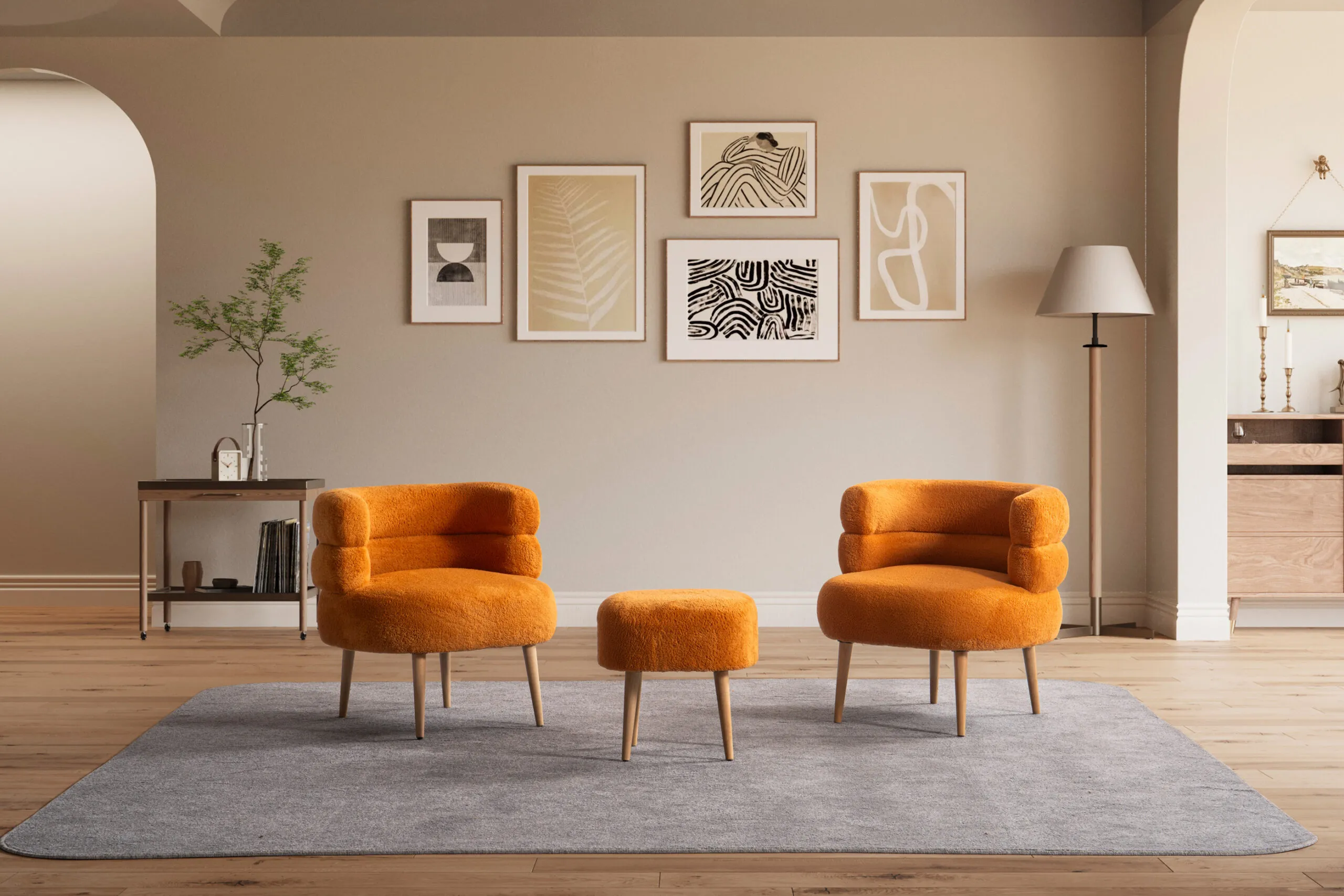 barelturuncu (15) Barel Çay Seti Koltuk Takımı 3'lü Set - Görsel 1