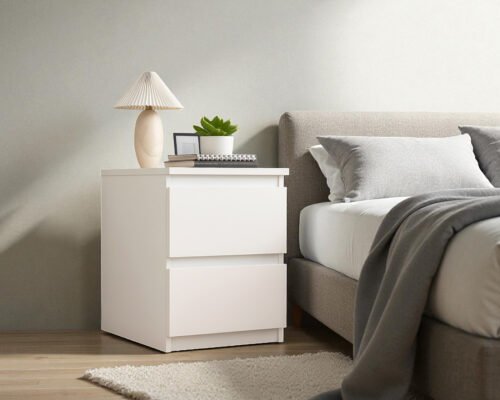 Nebula Çift Çekmeceli Gizli Bölmeli NFC Kartlı Komodin Beyaz