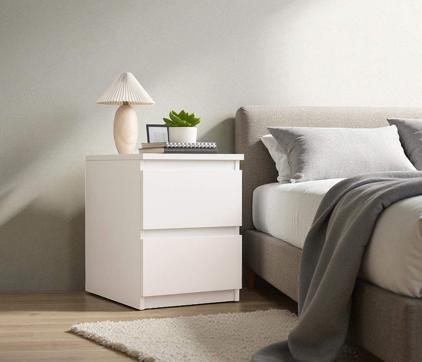 1beyaz Nebula Çift Çekmeceli Gizli Bölmeli NFC Kartlı Komodin Beyaz - Görsel 1