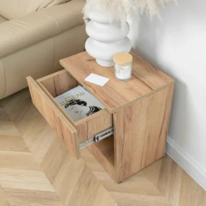 Nebula Tek Çekmeceli Gizli Bölmeli Komodin Ceviz - Görsel 5