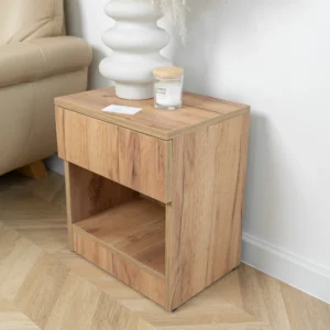 Nebula Tek Çekmeceli Gizli Bölmeli Komodin Ceviz - Görsel 6