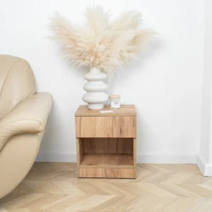 Nebula Tek Çekmeceli Gizli Bölmeli Komodin Ceviz