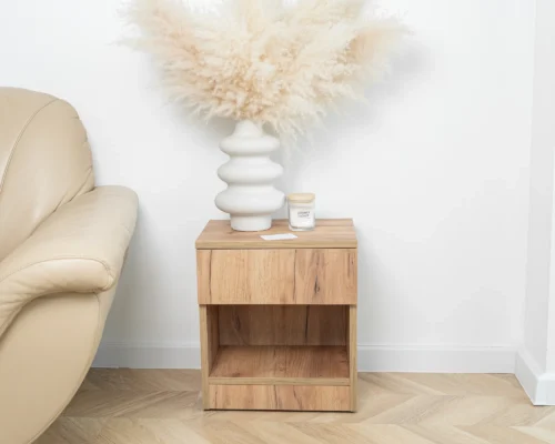 Nebula Tek Çekmeceli Gizli Bölmeli Komodin Ceviz